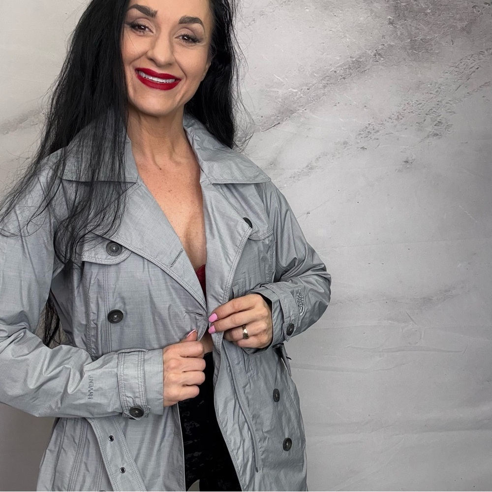 Light Gray Double-Breasted Trench Coat
